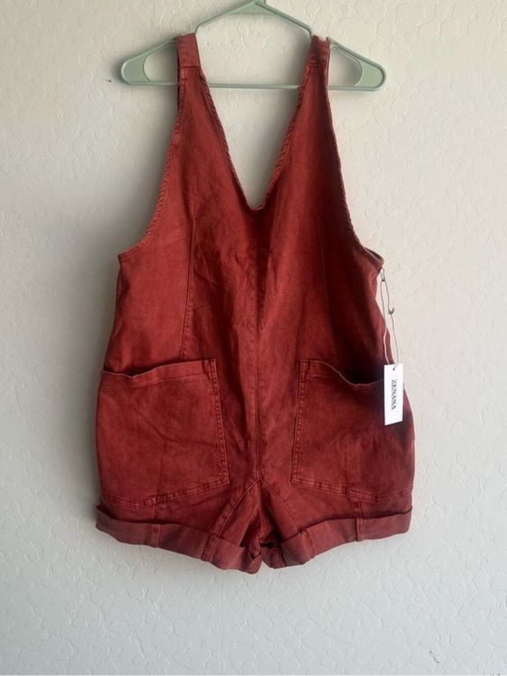 Zenana Burnt Orange Denim Short Romper